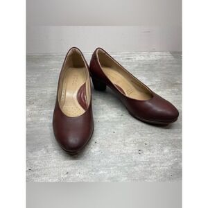 Ecco Leather Pumps Womens 36 Burgundy Good Block Heel Round Toe 36P230203287909